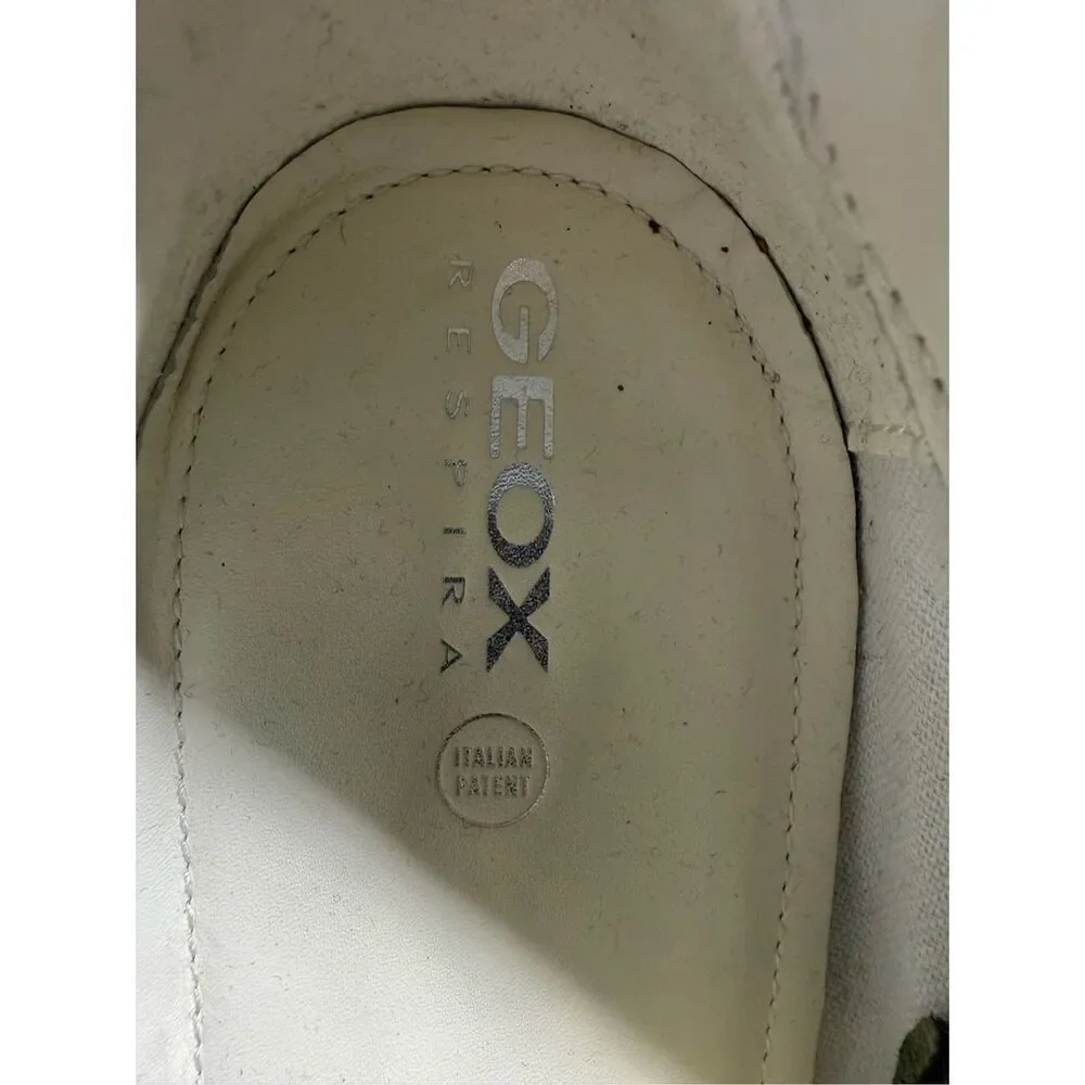 Rare Geox Leather Women’s Sneakers White Green Silver Size 10,5